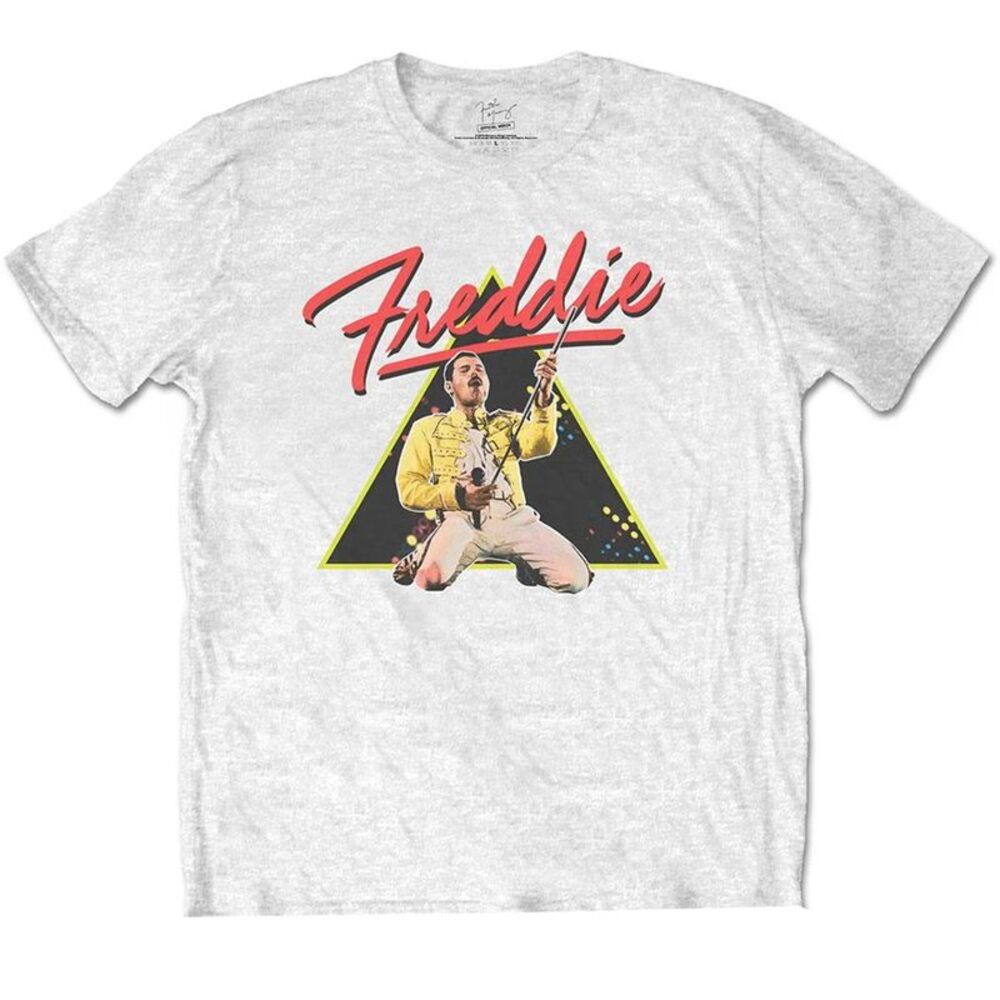Freddie Mercury Unisex Adult Triangle Cotton T-Shirt / White